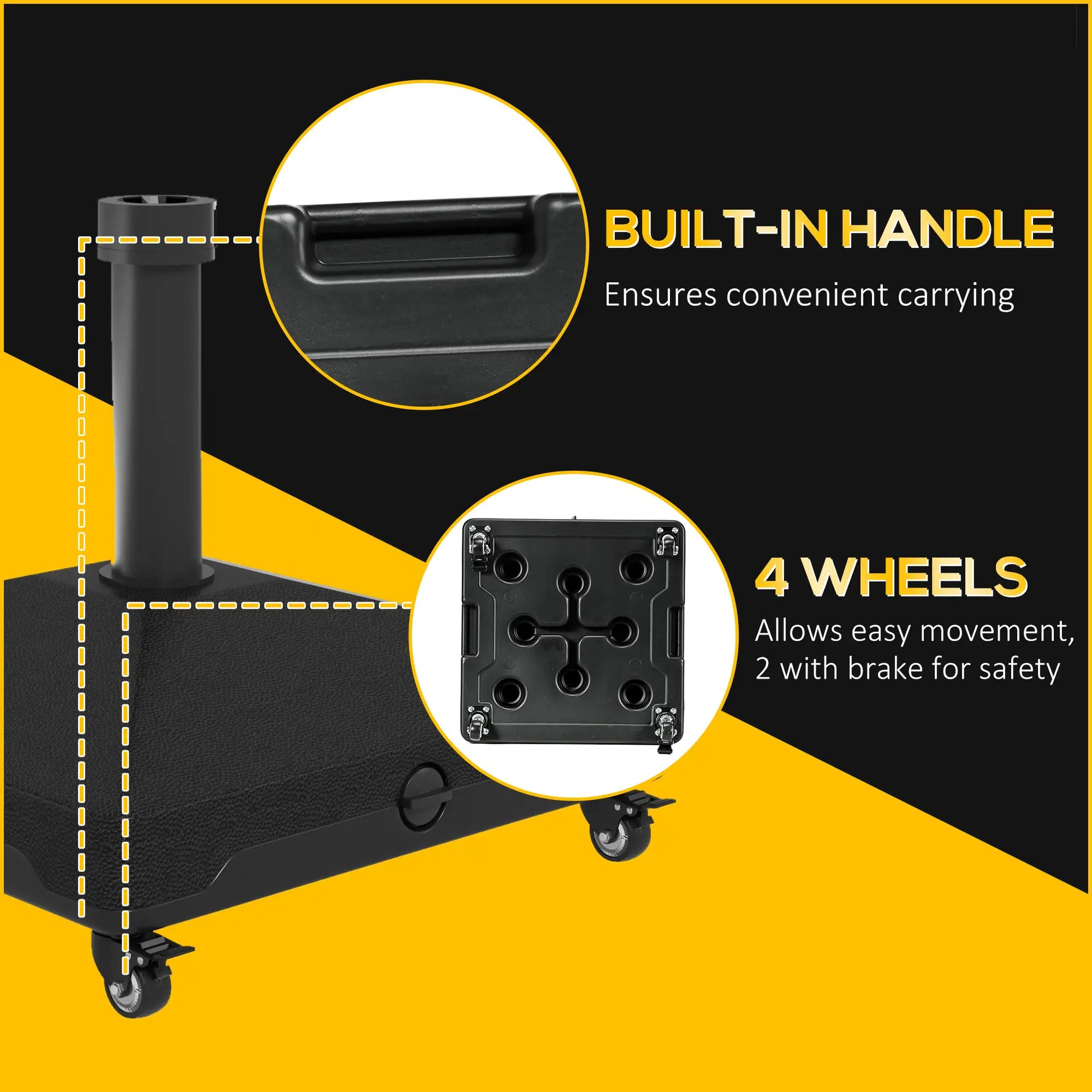 Fillable Umbrella Base With Wheels, Steel Pole, Black Umbrella Bases at Gallery Canada