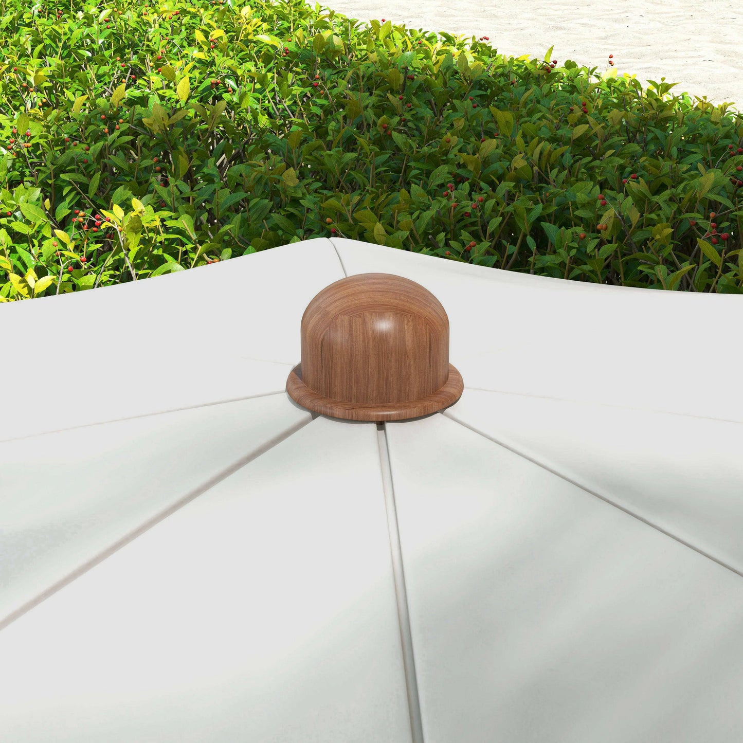 6.2' Travel Beach Umbrella, Vent, Ruffles, Carry Bag, Cream White