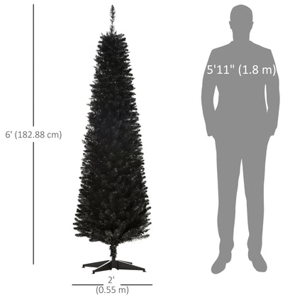6 Pencil Slim Artificial Christmas Tree, Realistic Branches, Sturdy Metal Stand, Black Pencil Christmas Trees at Gallery Canada