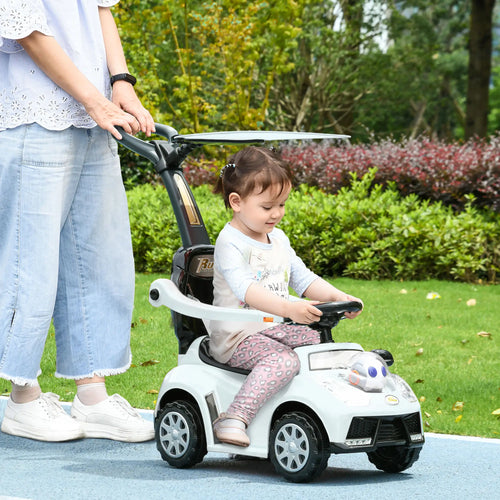 3 in 1 Kids Push Car, Foot to Floor Design, Music, Light, White
