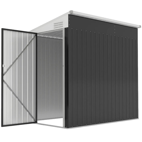 4' x 6' Outdoor Metal Storage Shed, Lockable Door, Dark Grey