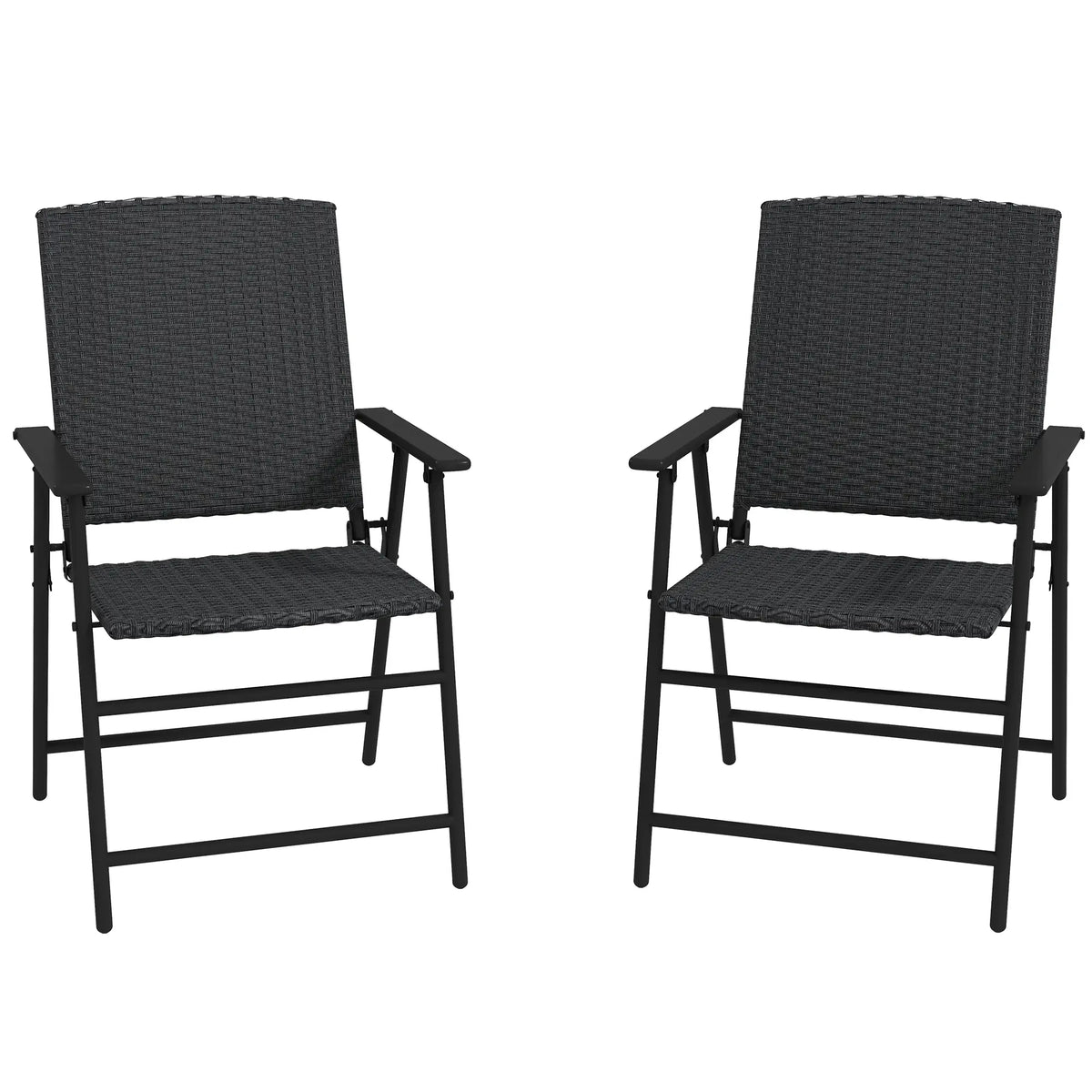 Outdoor Wicker Dining Chairs Set of 2, Steel Frame, Black Patio Chairs at Gallery Canada