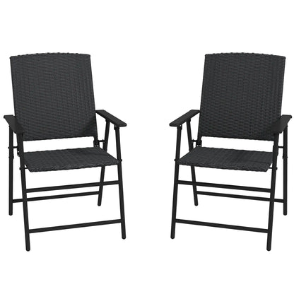Outdoor Wicker Dining Chairs Set of 2, Steel Frame, Black Patio Chairs at Gallery Canada