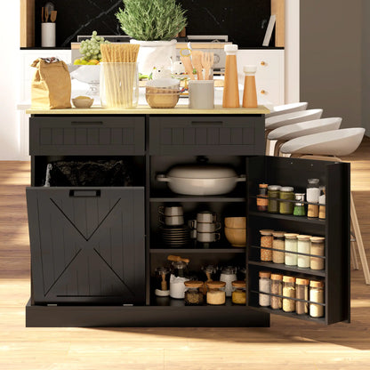 10 Gallon Hidden Garbage Bin Cabinet, Tilt Out Trash, 2 Drawers, Black Bar Cabinets at Gallery Canada