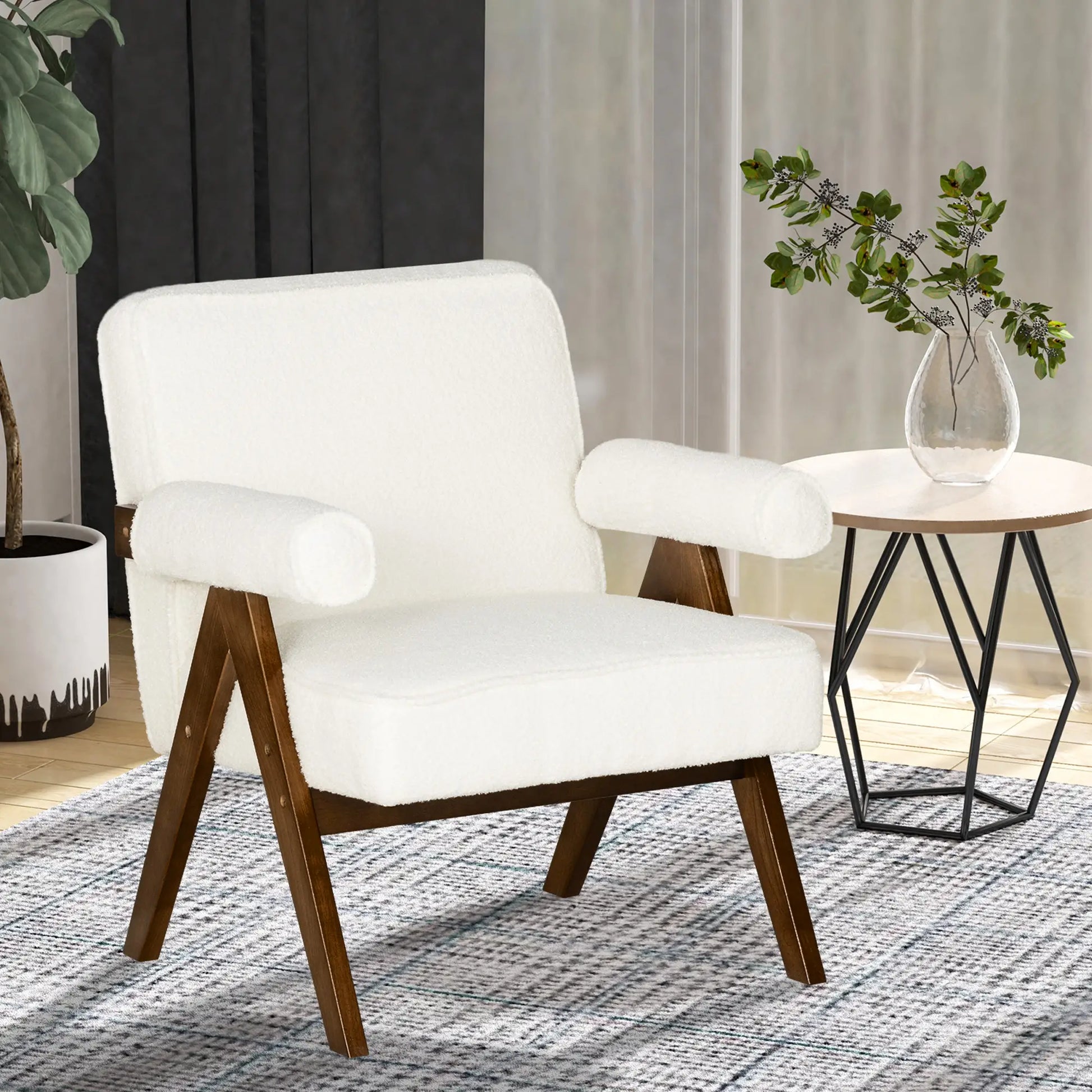 Cashmere Accent Chair, Wide Seat, Soft Padded Armrests, Cream White Accent Chairs at Gallery Canada