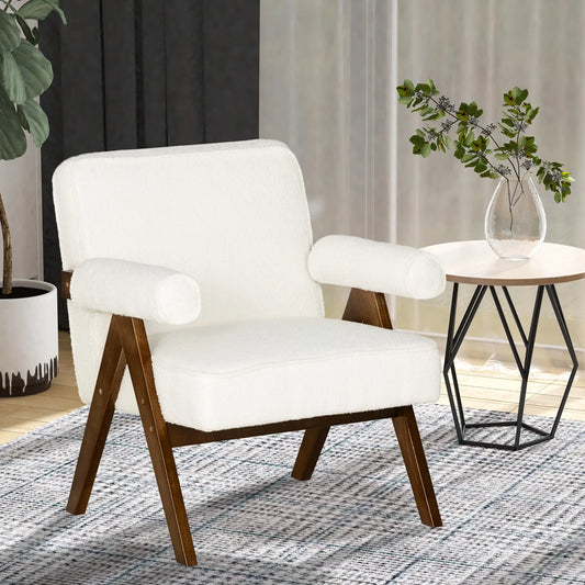 Cashmere Accent Chair, Wide Seat, Soft Padded Armrests, Cream White Accent Chairs Cream at Gallery Canada