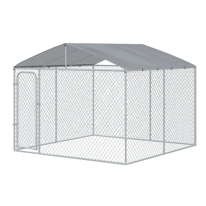 Outdoor Dog Kennel With Roof, Steel Lock, Mesh Sidewalls, 9.8' x 9.8' x 7.7' Houses, Kennels & Pens at Gallery Canada