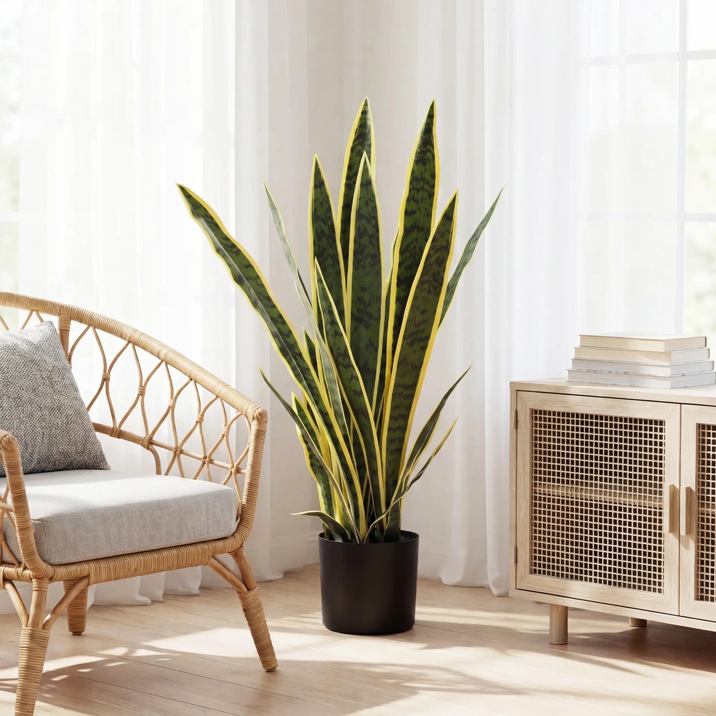 30" Artificial Snake Plant, 21 Leaves In Pot, Green Artificial Trees at Gallery Canada