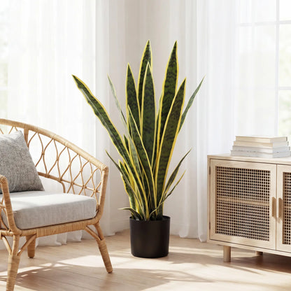 30" Artificial Snake Plant, 21 Leaves In Pot, Green Artificial Trees at Gallery Canada