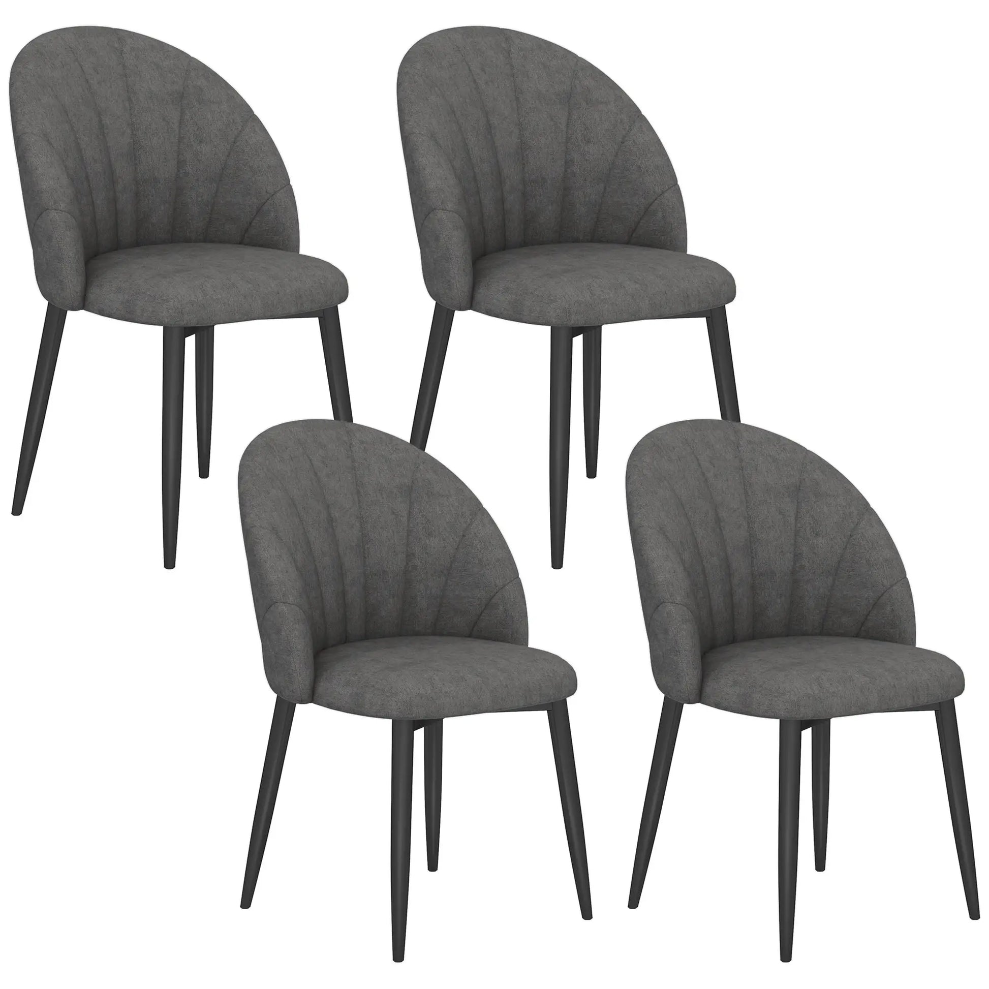 Modern Dining Chairs Set of 4, Upholstered, Metal Legs, Dark Grey Dining Chairs at Gallery Canada