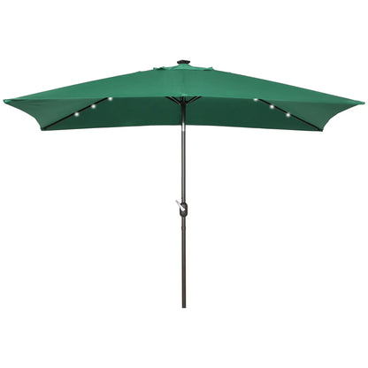 6.5x10ft Solar Powered Rectangle Patio Umbrella, Tilt Aluminum, Dark Green Sun Umbrellas at Gallery Canada
