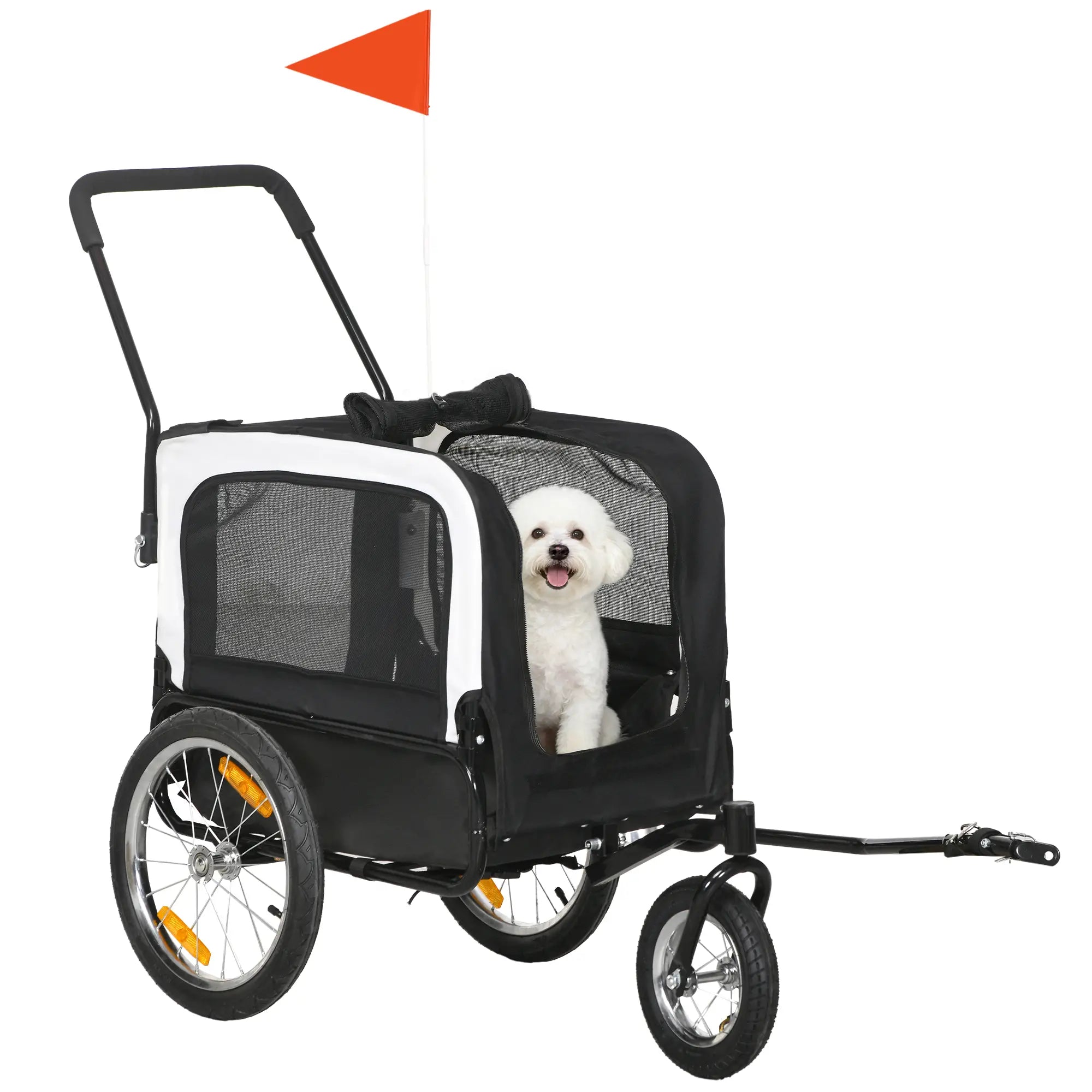 Dog Bike Trailer And Stroller, Safety Leash, Hitch, Flag, Reflectors, Cushion, Grey Dog Bike Trailers & Strollers at Gallery Canada