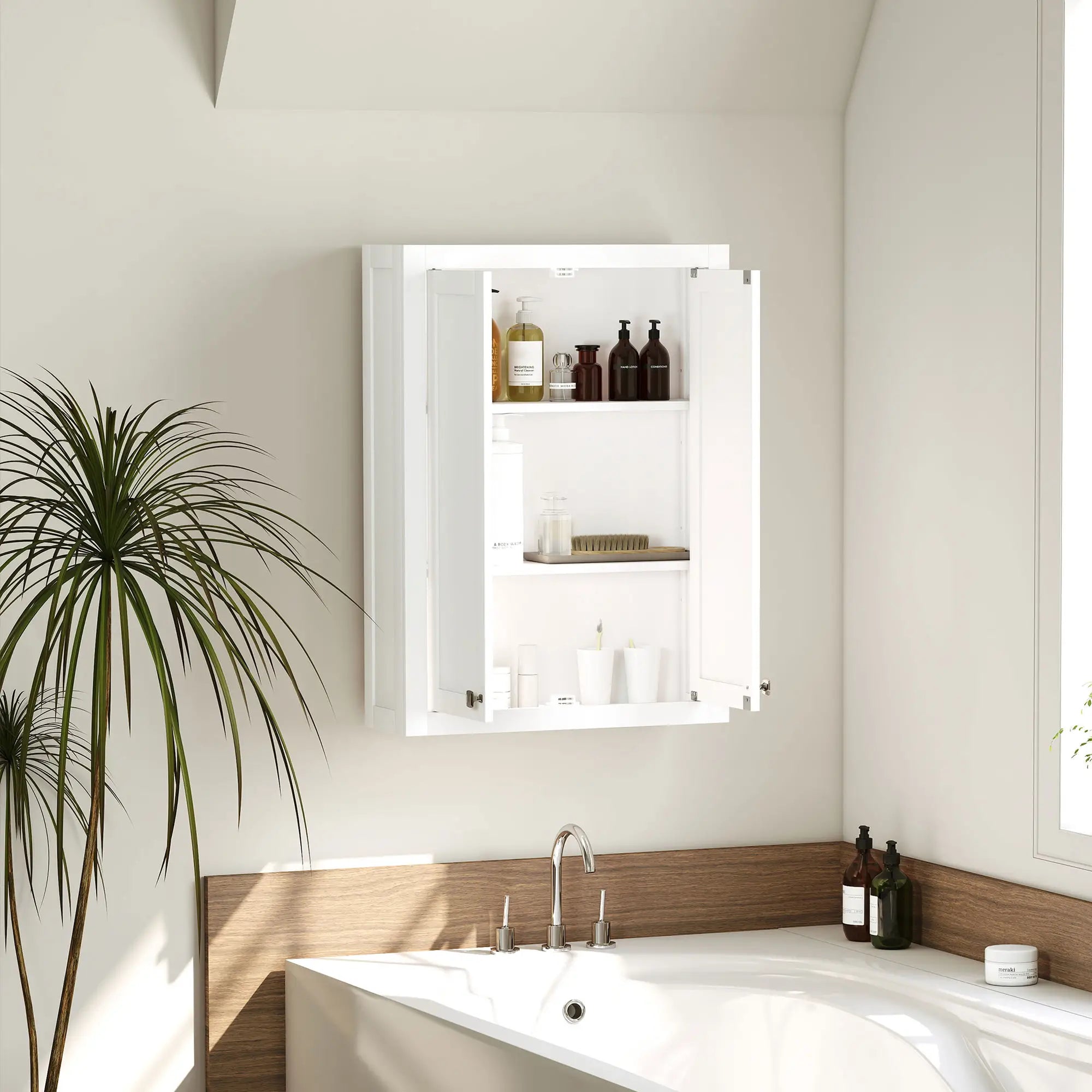 Wall Mounted Bathroom Cabinet, 2 Doors, 2 Adjustable Shelves, White Bathroom Cabinets at Gallery Canada