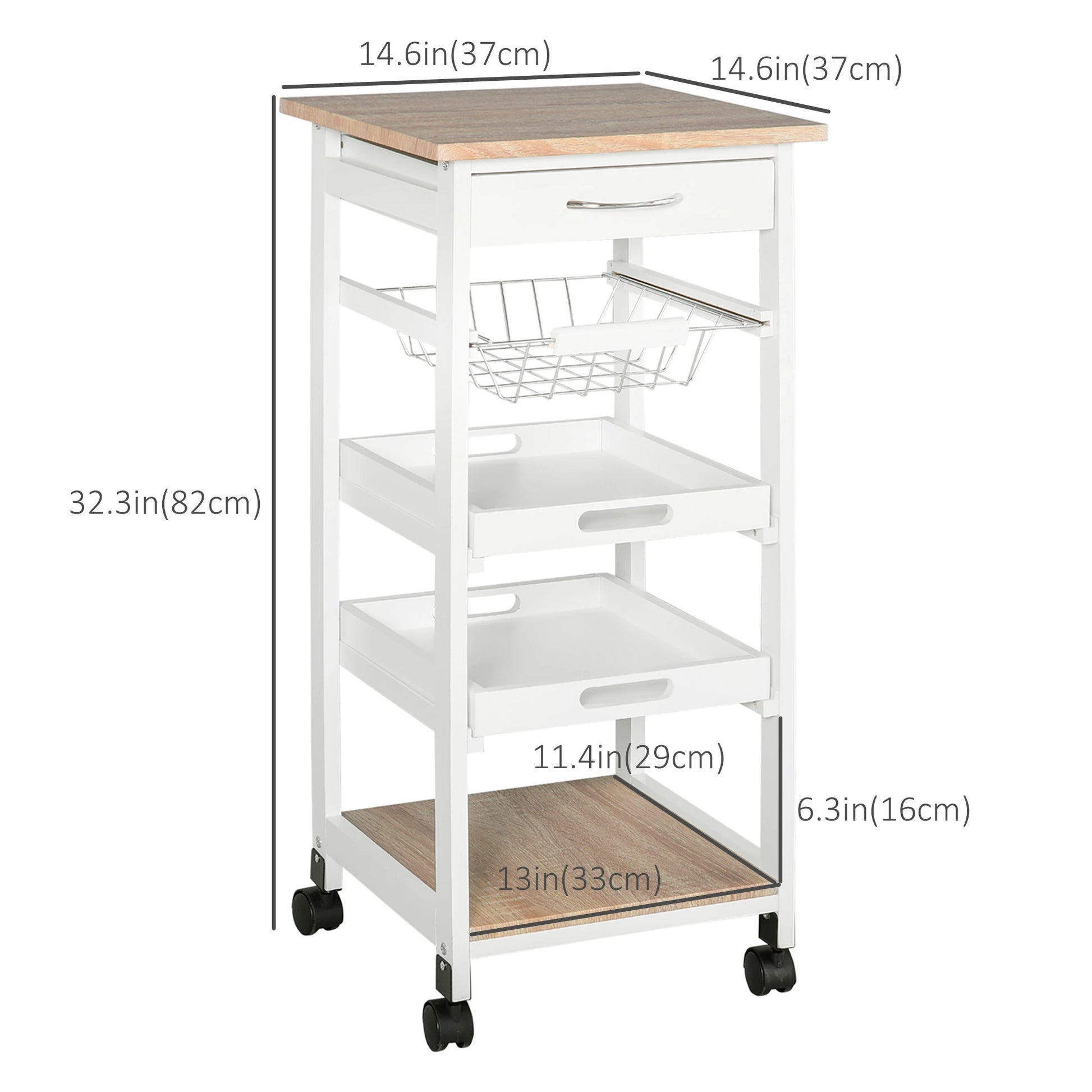 Rolling Kitchen Island Cart, Mobile Storage with Drawer, White Kitchen Islands & Kitchen Carts at Gallery Canada