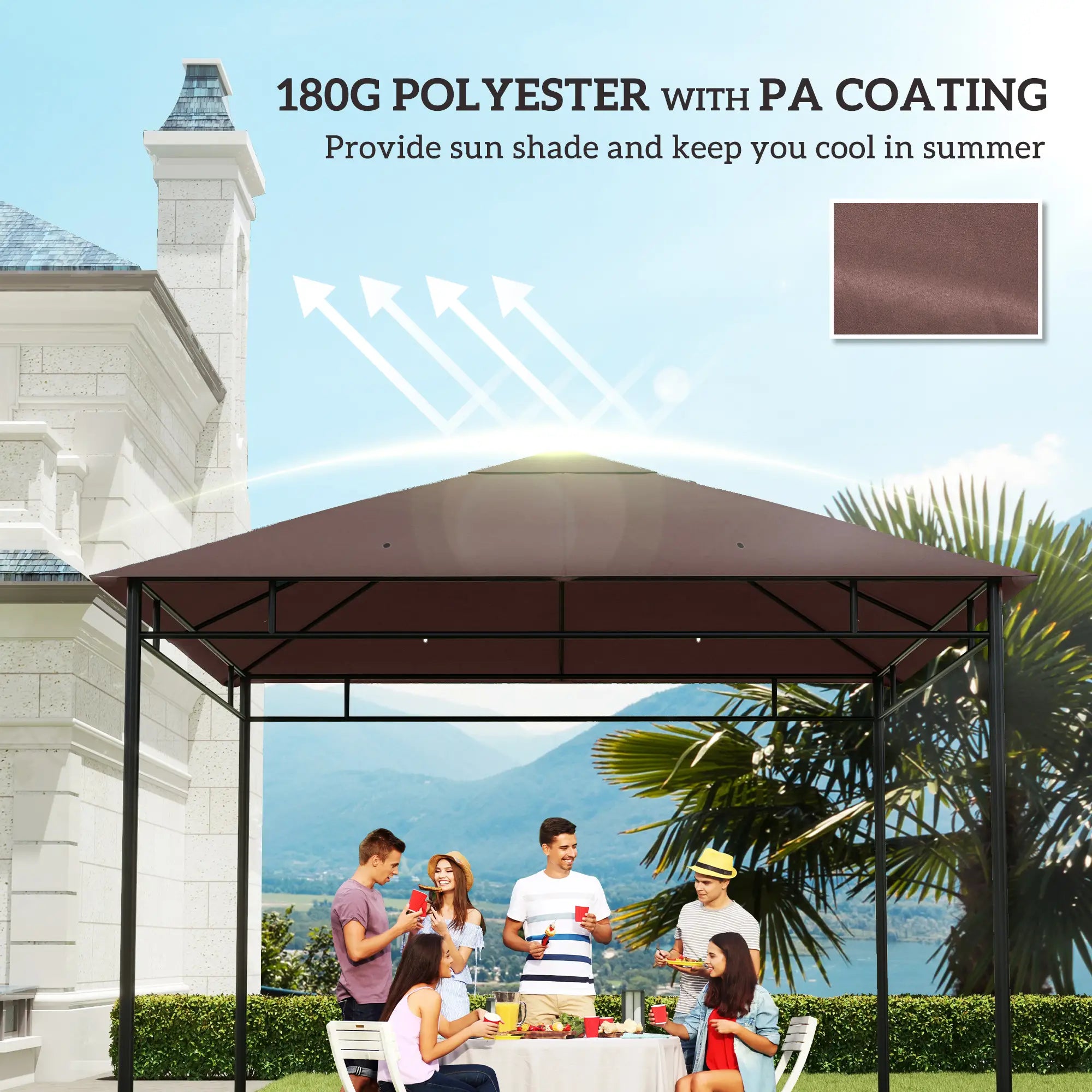 10' x 10' Square Gazebo Canopy, UV Protected, Sun Shade Gazebo Canopy Replacement at Gallery Canada