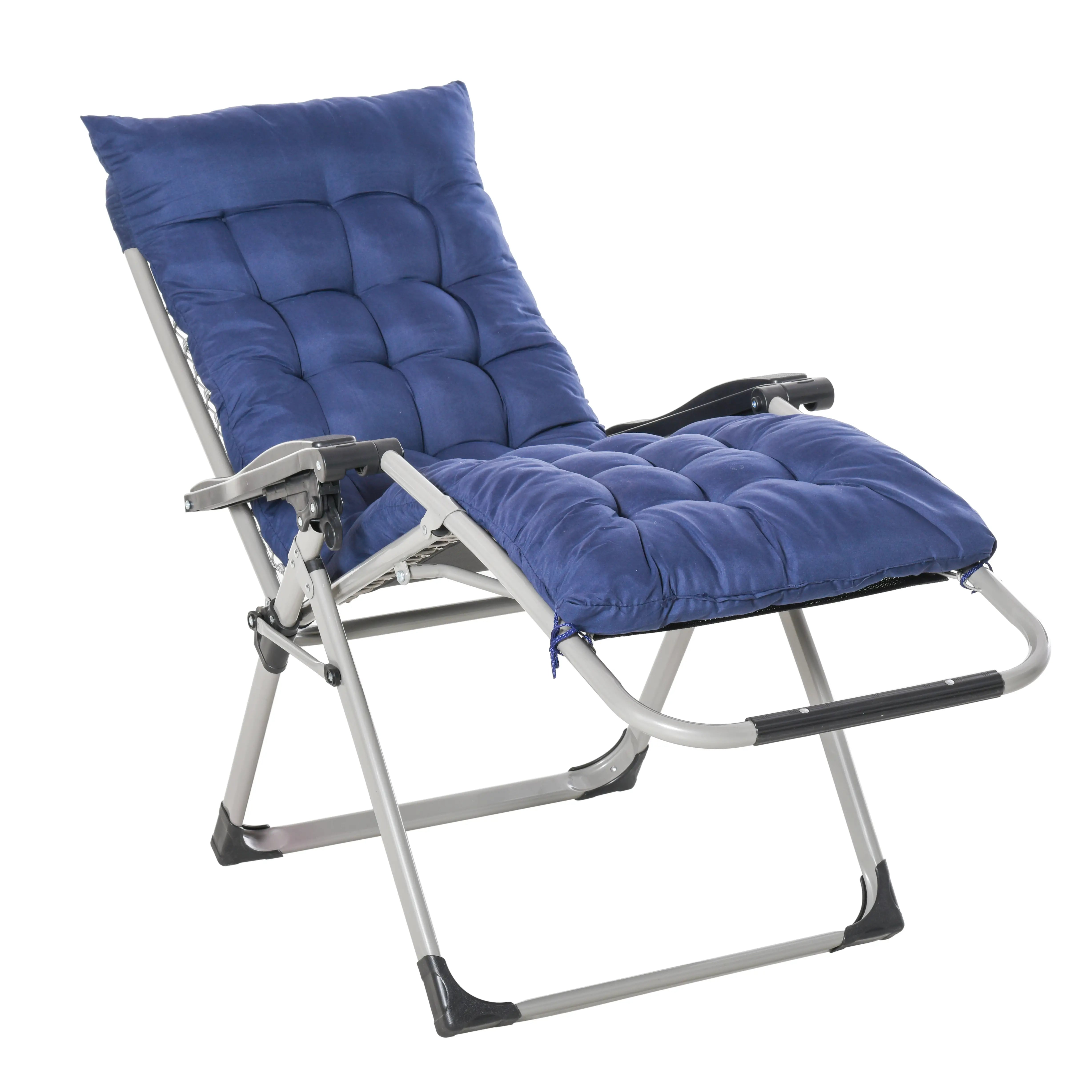 Reclining Zero Gravity Chair, Adjustable Backrest, Folding Garden Lounger, Dark Blue Lounger Chairs at Gallery Canada