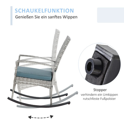 Outdoor PE Rattan Rocking Chair, Garden Glider, Grey Patio Chairs at Gallery Canada