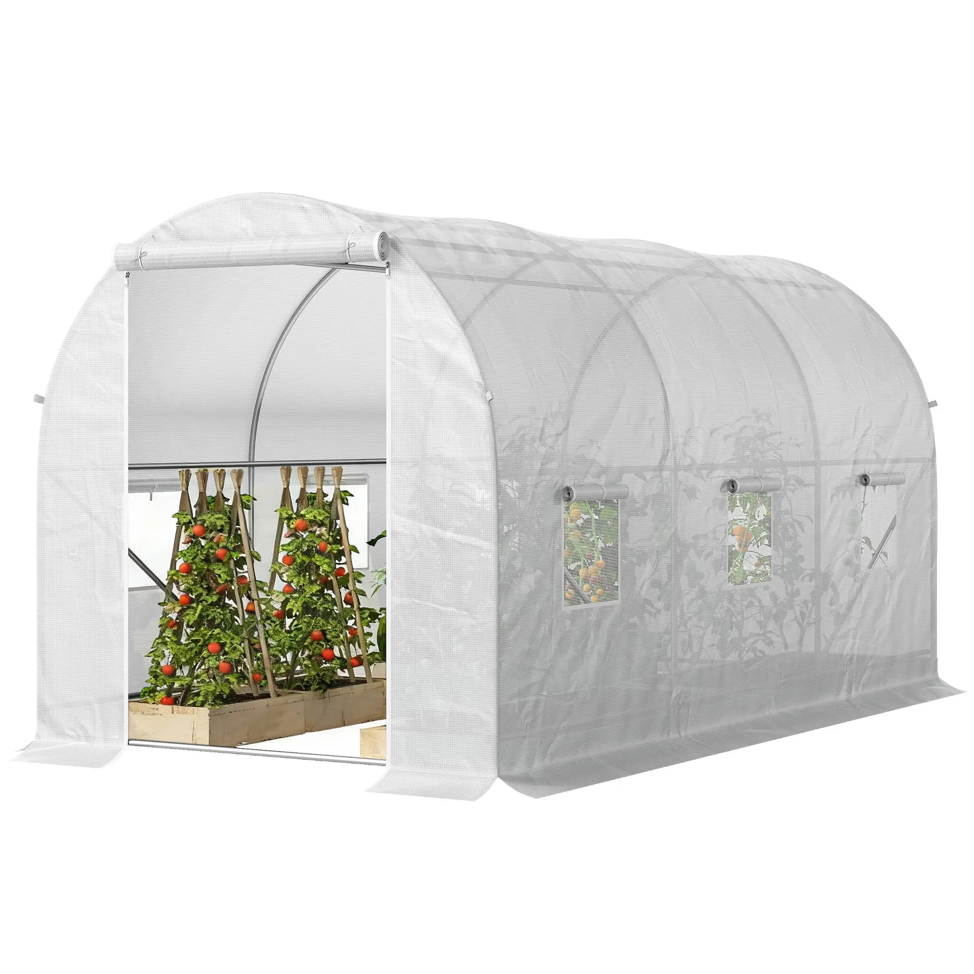 11.5x6.6x6.6ft Walk-In Greenhouse, Portable Garden Plant House, White Walk In Greenhouses at Gallery Canada