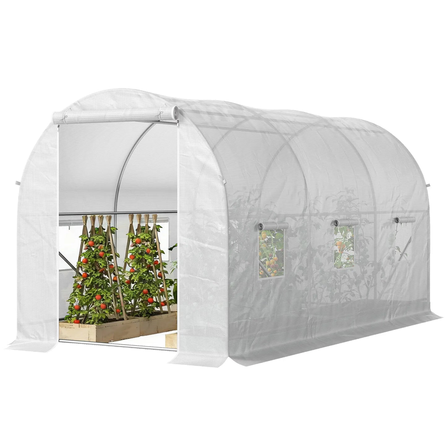11.5x6.6x6.6ft Walk-In Greenhouse, Portable Garden Plant House, White Walk In Greenhouses at Gallery Canada