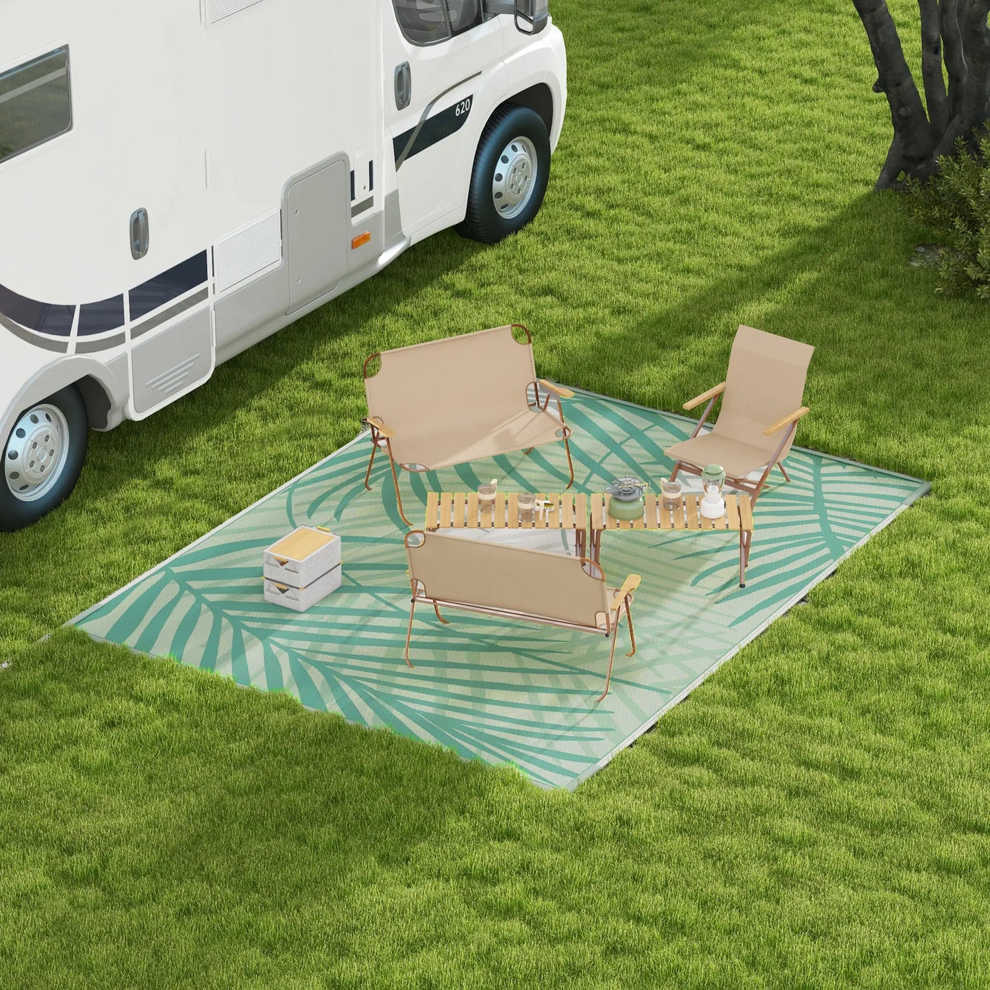 Reversible Outdoor Rug, 9' x 12', Waterproof, Portable RV Camping Carpet Garden Decor at Gallery Canada