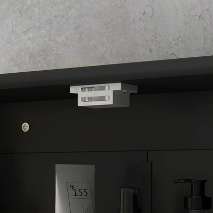 Wall-Mounted Medicine Cabinet, Double Doors, Open Shelf, Adjustable, Black Mirror Medicine Cabinets at Gallery Canada