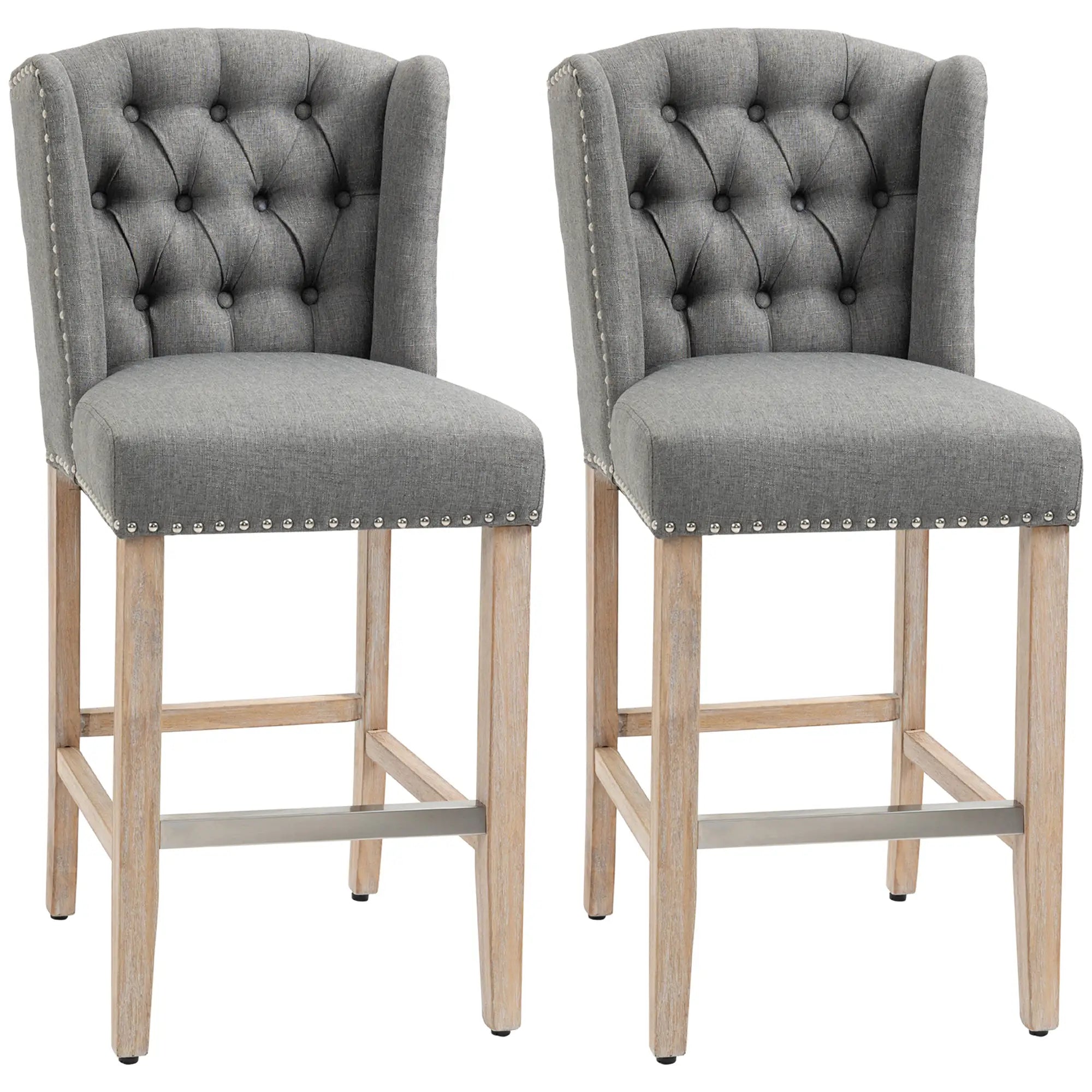 Counter Height Bar Stools Set of 2, Upholstered, Grey Bar Stools at Gallery Canada