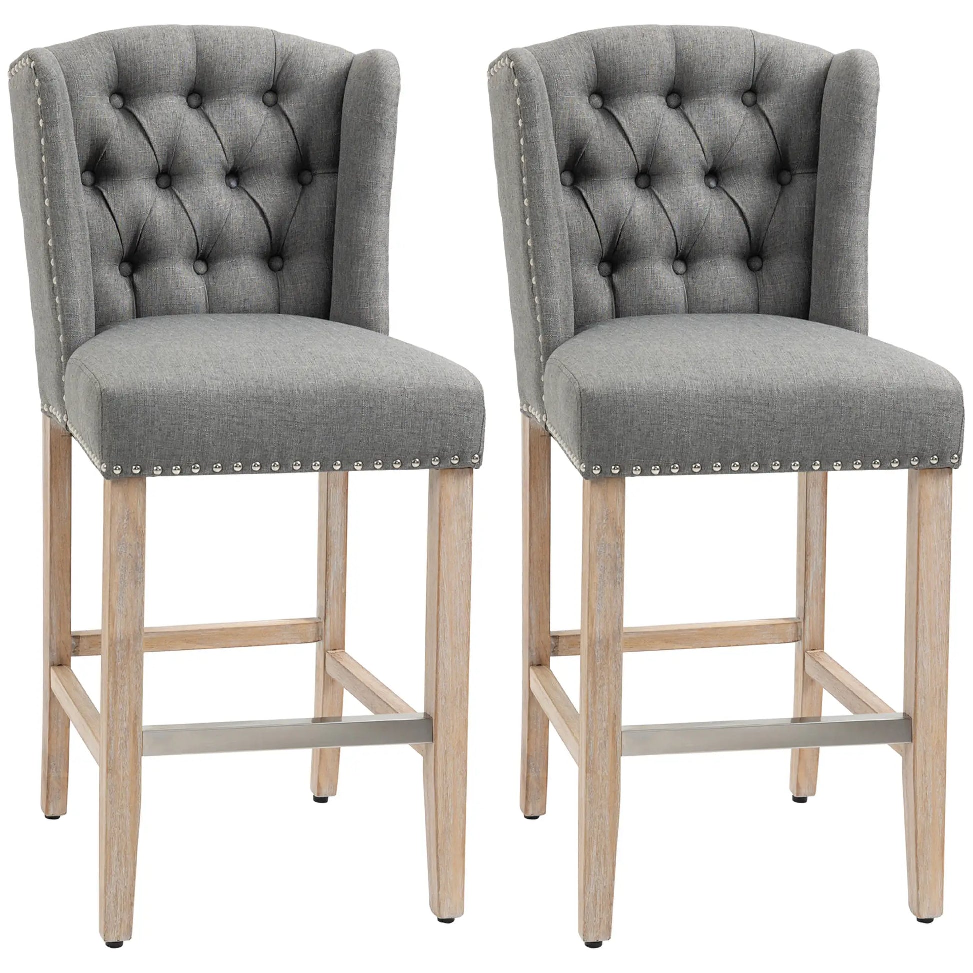 Counter Height Bar Stools Set of 2, Upholstered, Grey Bar Stools at Gallery Canada