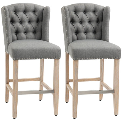 Counter Height Bar Stools Set of 2, Upholstered, Grey Bar Stools at Gallery Canada