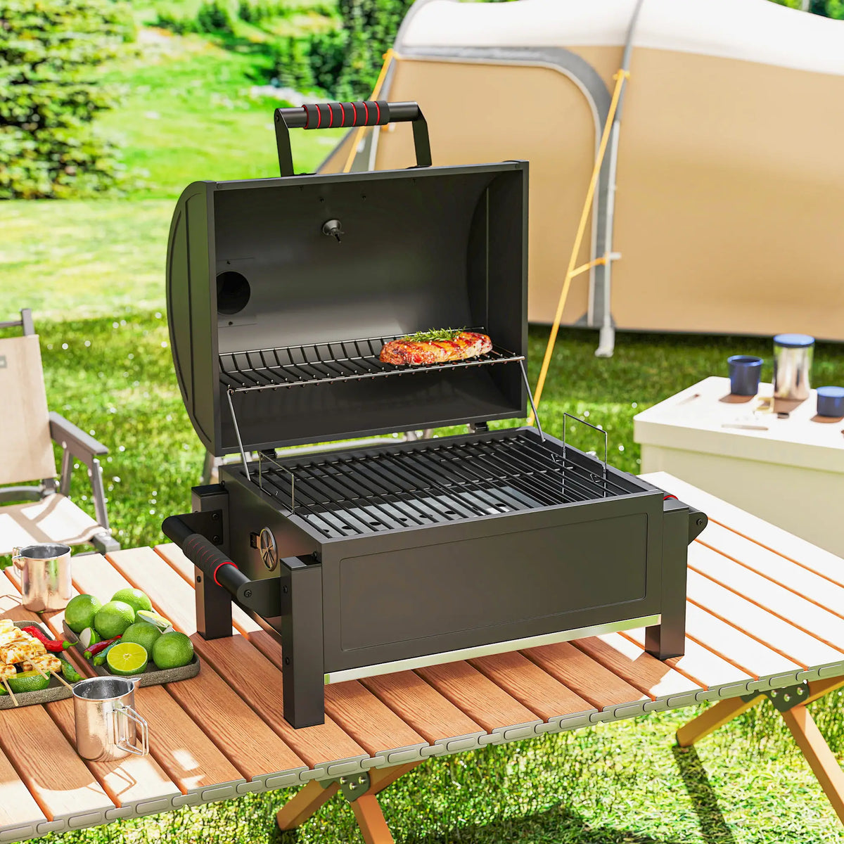 Portable Tabletop Charcoal Smoker, Ash Catcher, Thermometer, Black Charcoal BBQ Grils at Gallery Canada