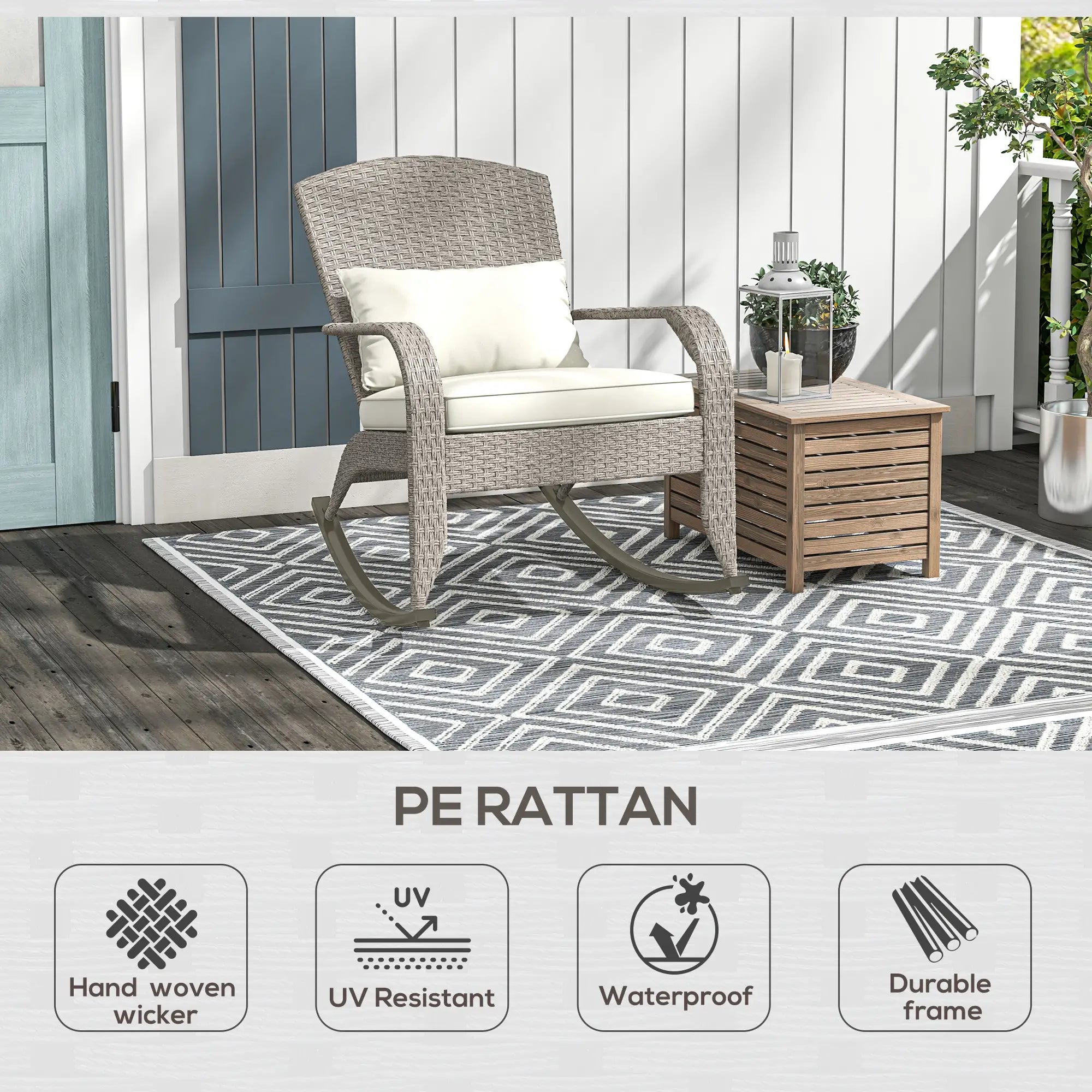 Adirondack Chair, Outdoor Wicker Rocking Chair, Cream White Patio Chairs at Gallery Canada