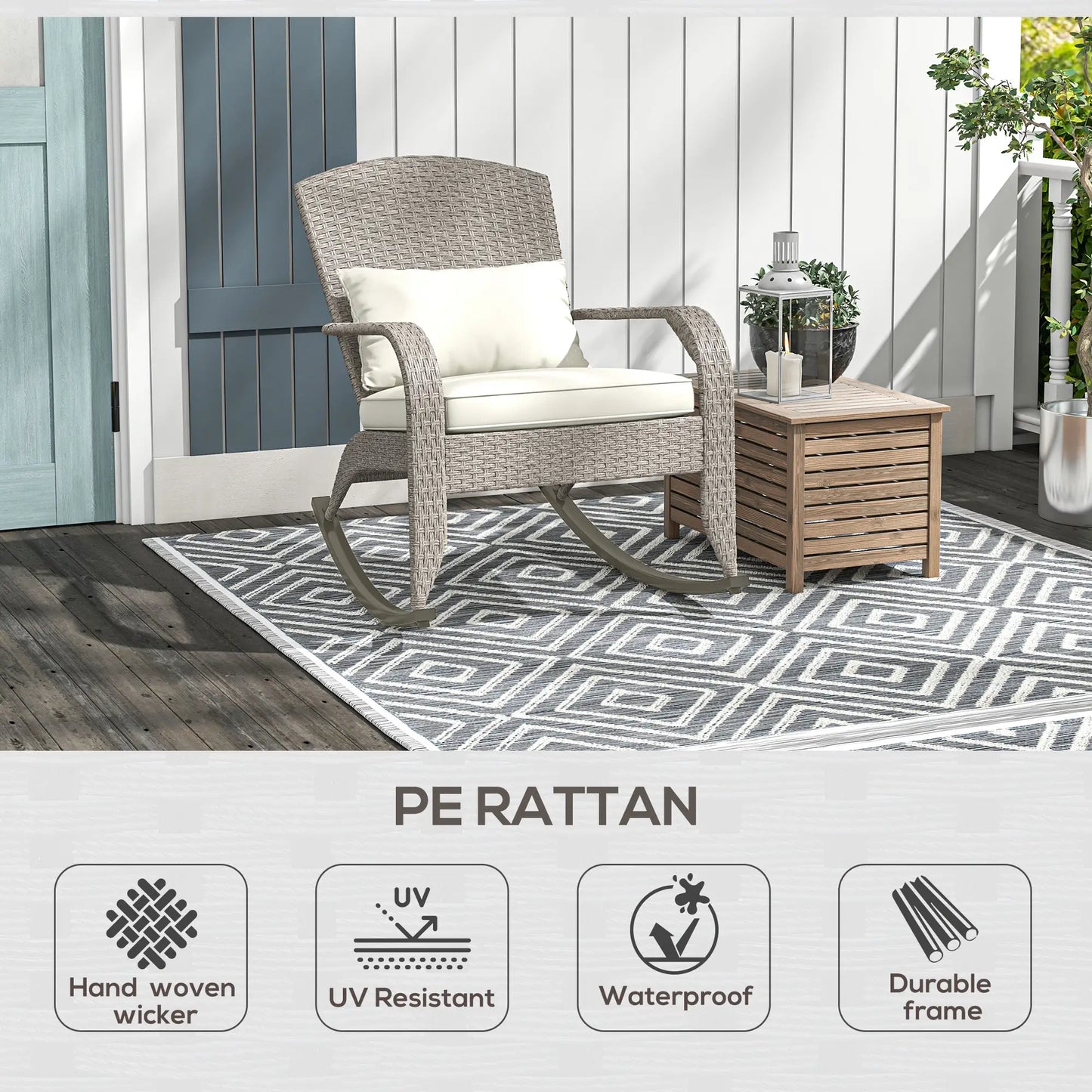 Adirondack Chair, Outdoor Wicker Rocking Chair, Cream White Patio Chairs at Gallery Canada