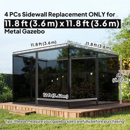 Gazebo Mosquito Netting, 12' x 12', Screen Walls With Zippers, Black Gazebo Sidewalls at Gallery Canada