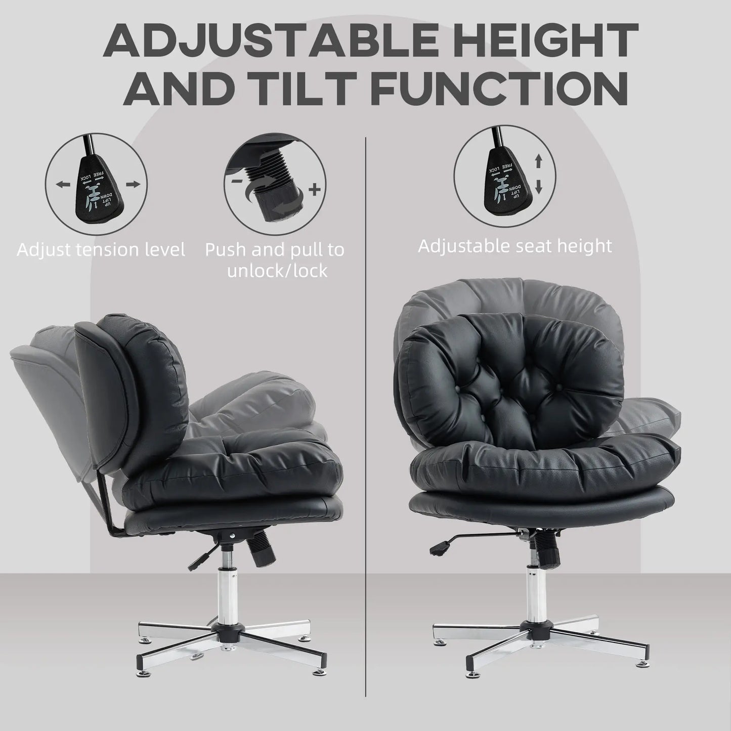 Armless Office Chair, Wide Padded Seat, Adjustable Height, Black Task Chairs at Gallery Canada