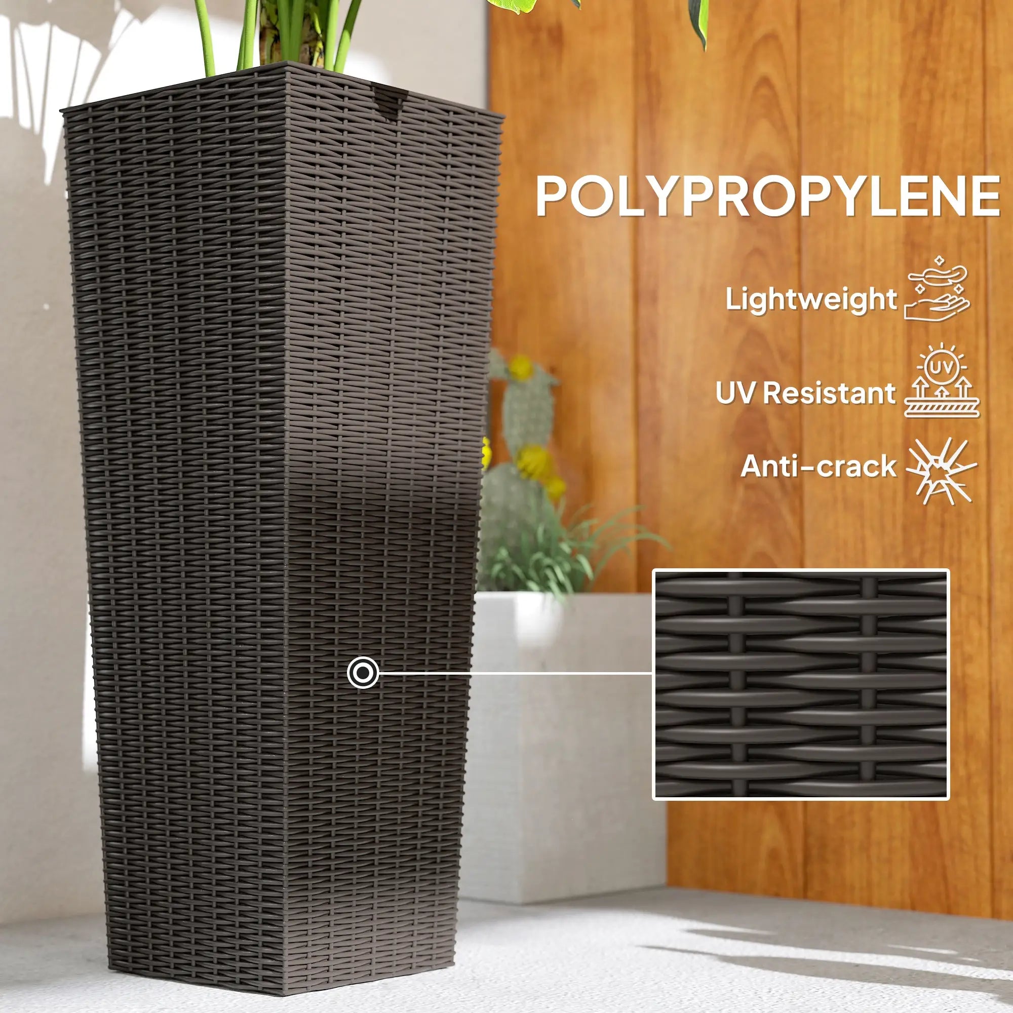 Set of 2 Tall Outdoor Planters with Drainage Holes, Flower Pots for Patio Garden Accessories at Gallery Canada