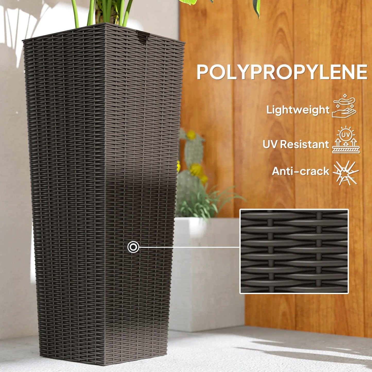 Set of 2 Tall Outdoor Planters with Drainage Holes, Flower Pots for Patio Garden Accessories at Gallery Canada