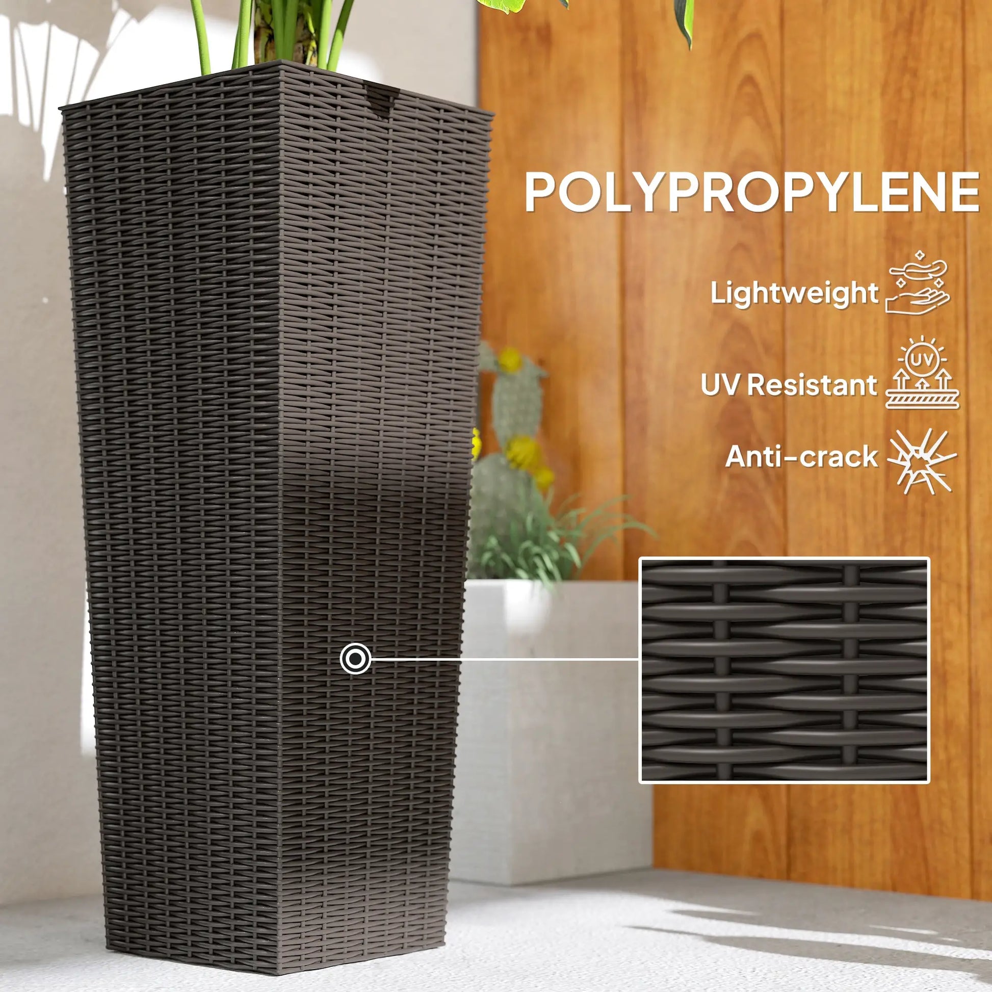 Set of 2 Tall Outdoor Planters with Drainage Holes, Flower Pots for Patio Garden Accessories at Gallery Canada