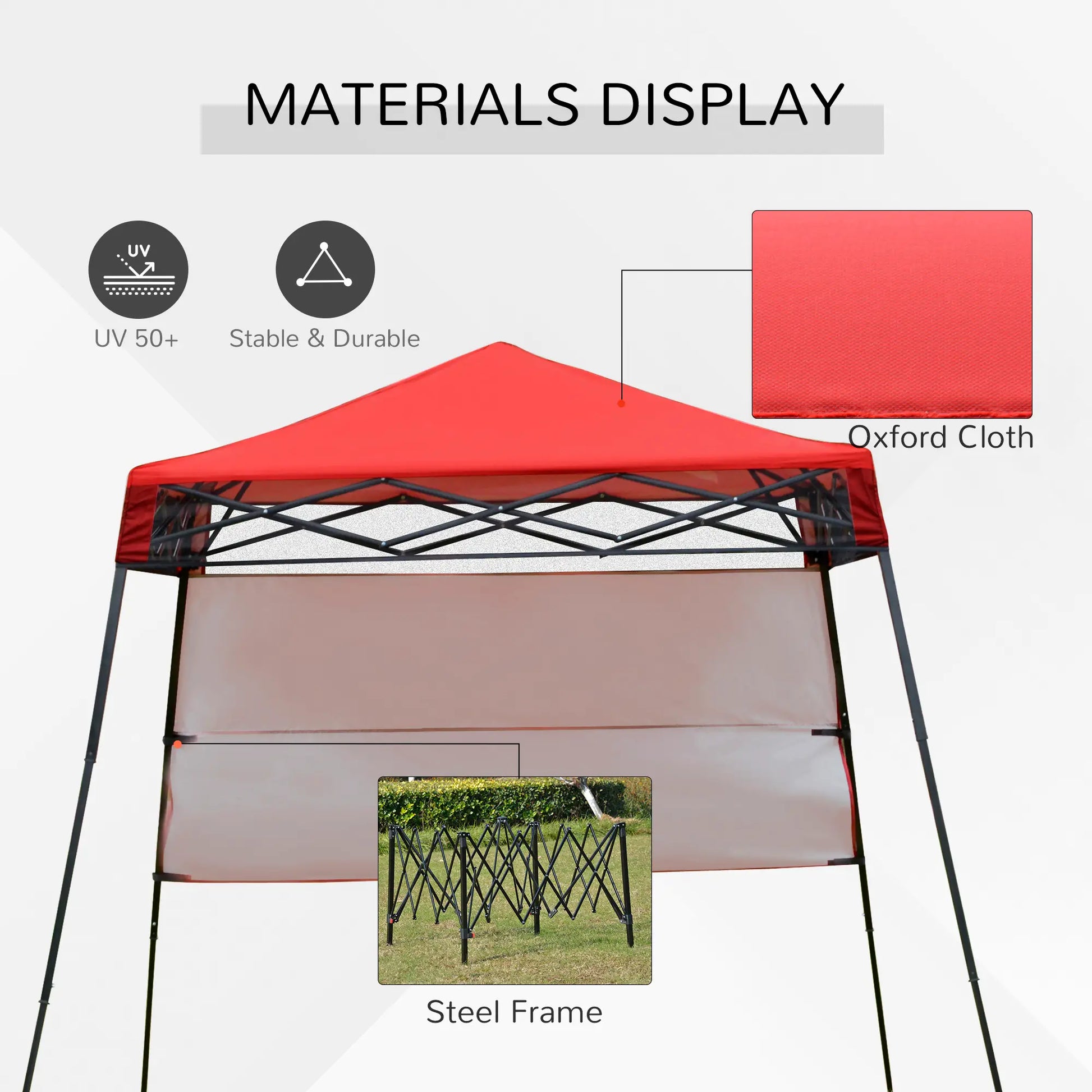 7' x 7' Foldable Gazebo Tent, Adjustable Legs, Black, Red Pop Up Canopies at Gallery Canada