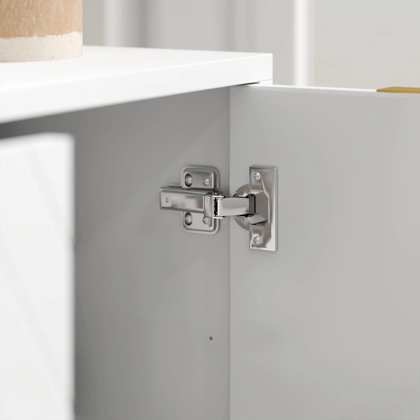 47" Sideboard Buffet Cabinet, Adjustable Shelves, Metal Legs, White Bar Cabinets at Gallery Canada