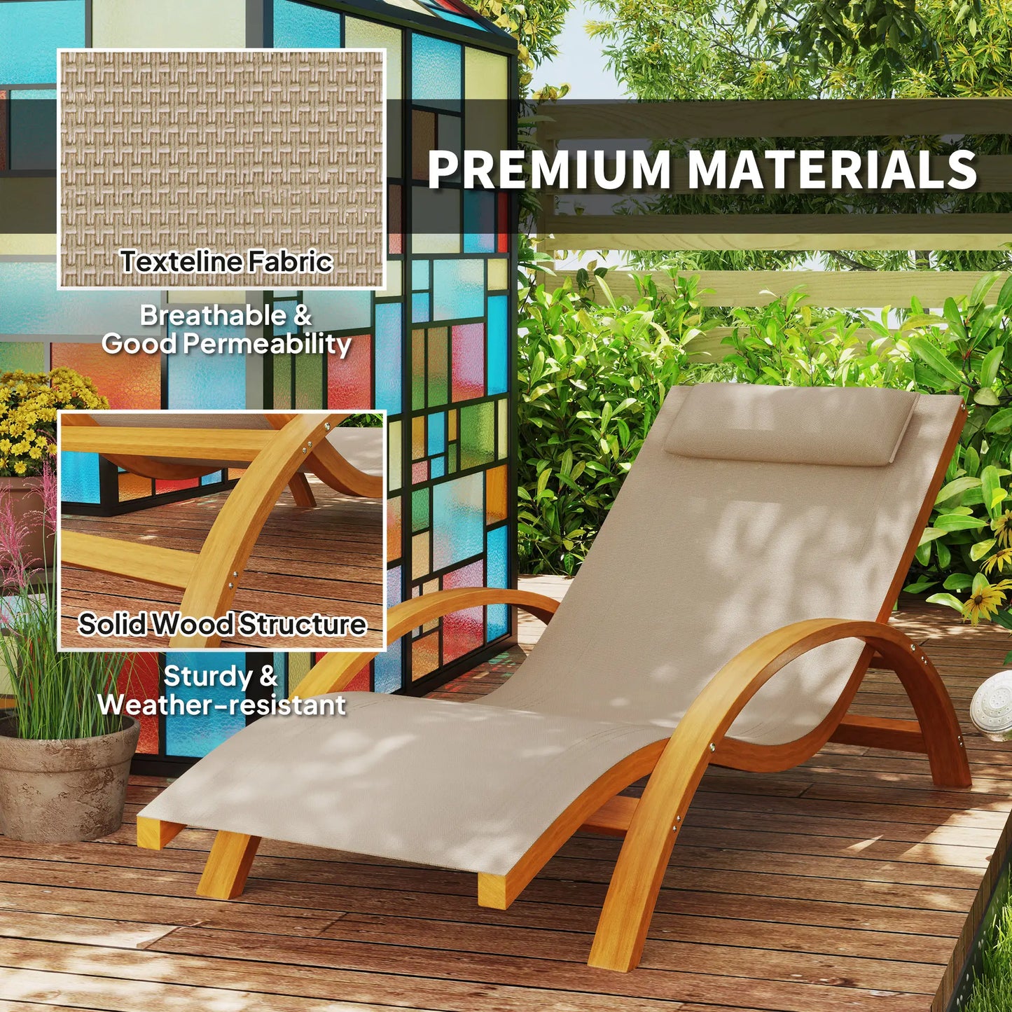 Wood Chaise Lounge Chair, Recliner, Outdoor Patio, Teak, Light Khaki Lounger Chairs at Gallery Canada