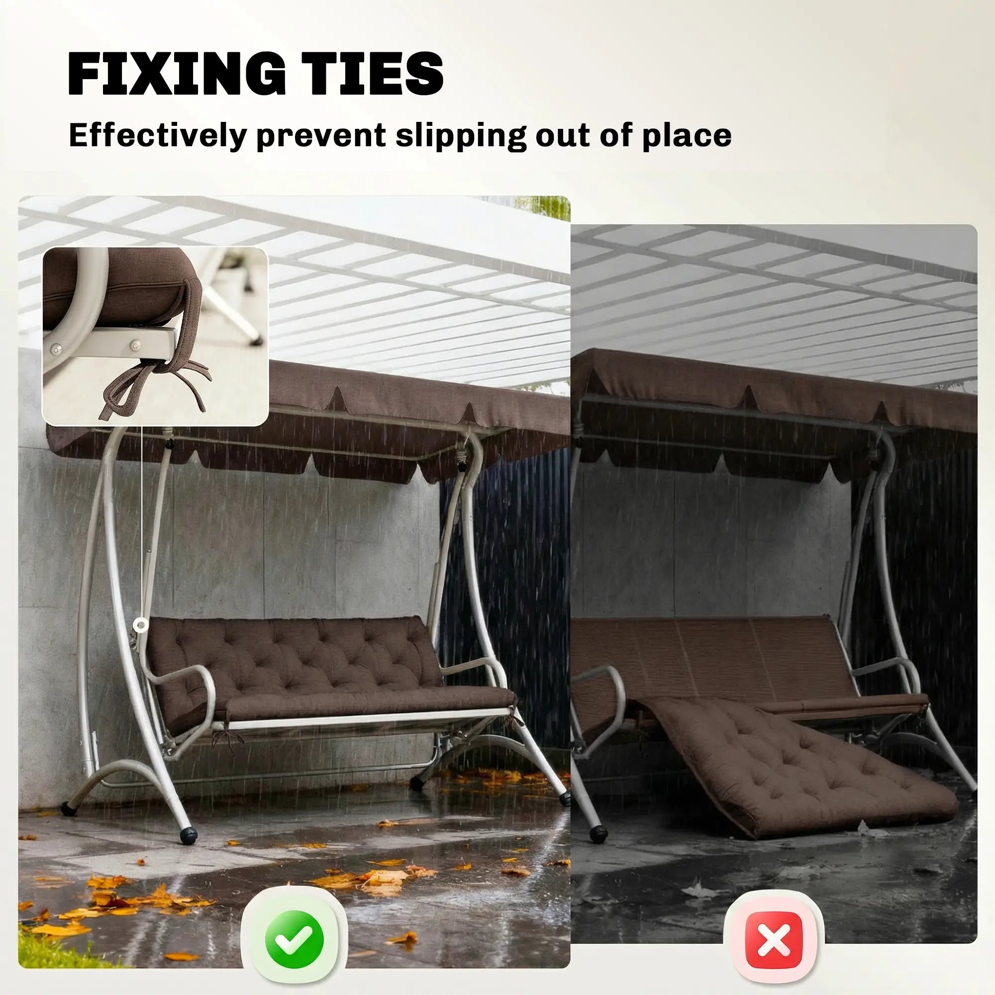 3-Seater Outdoor Bench Swing Chair Replacement Cushions, Patio Garden Patio Chair Cushions at Gallery Canada