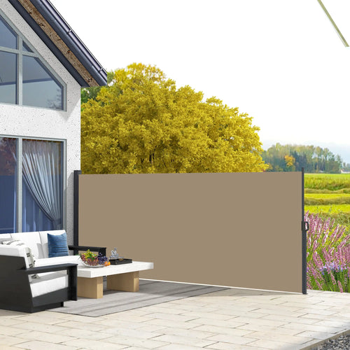 13' x 5' Retractable Side Awning, Outdoor Privacy Screen, Khaki
