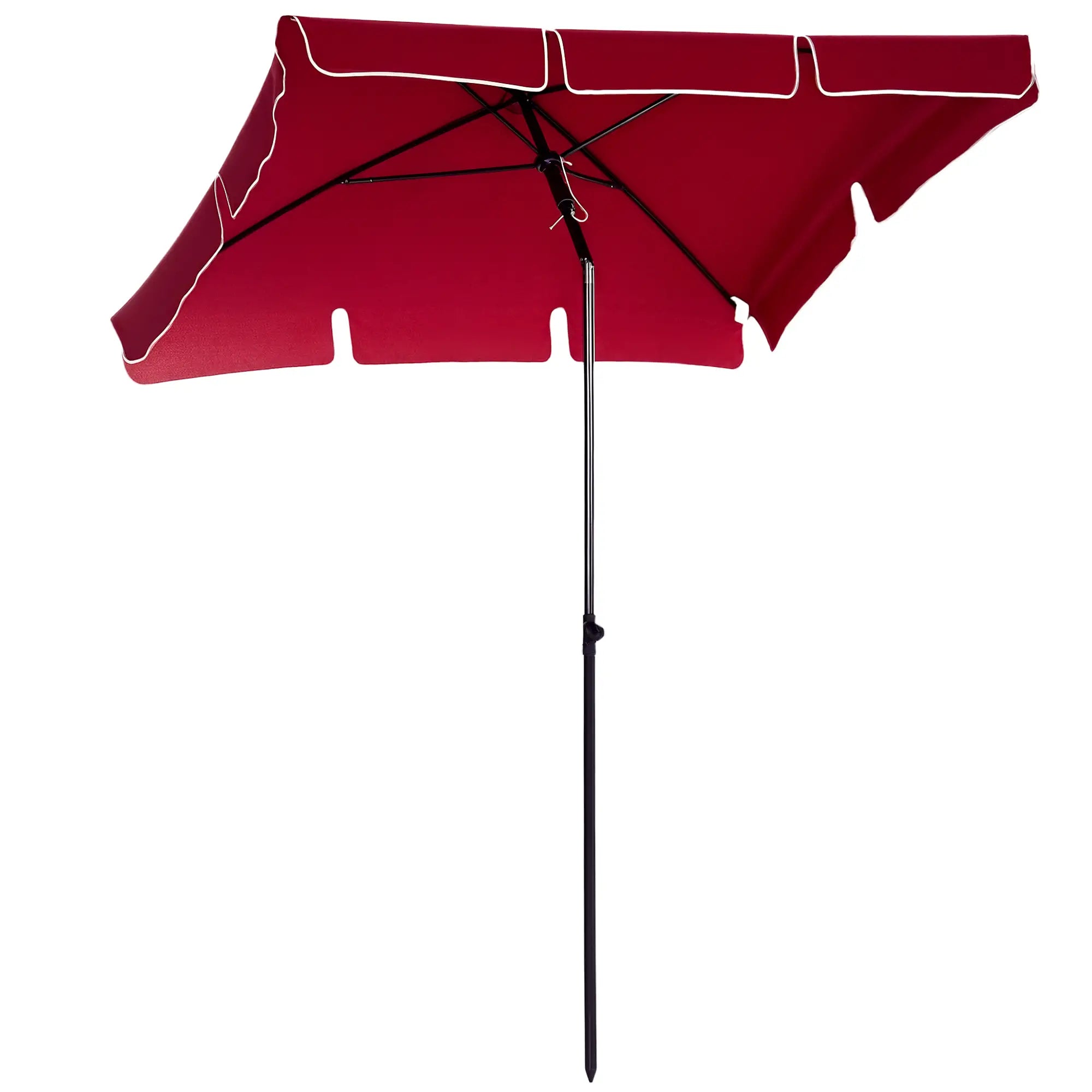 6.5x4ft Rectangle Tilt Adjustable Patio Umbrella, Red Sun Umbrellas Red and Black at Gallery Canada