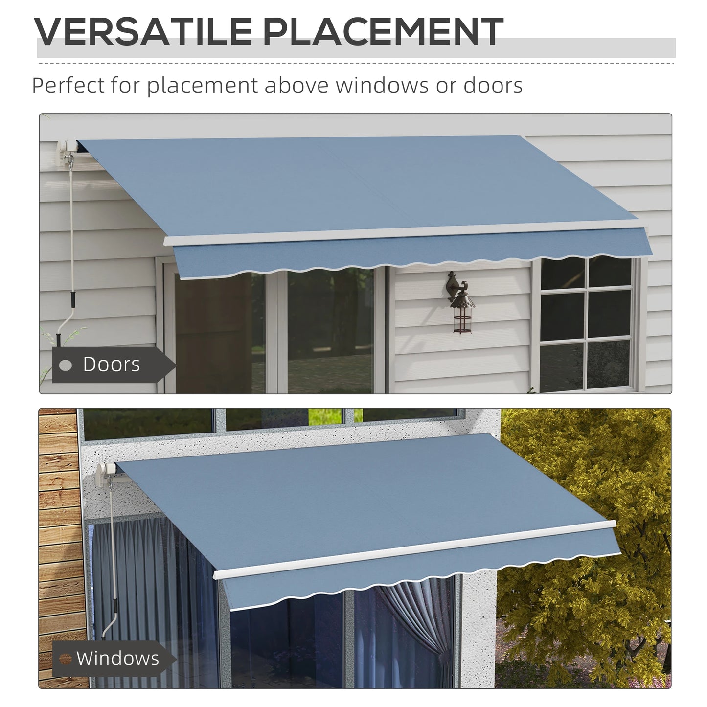 12' x 10' Manual Retractable Awning, Adjustable Sunshade Shelter, Light Grey Patio Awnings at Gallery Canada