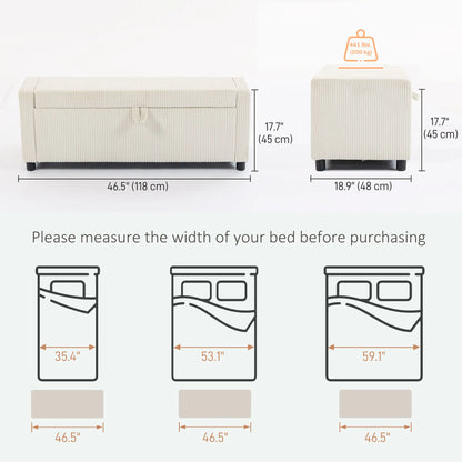Storage Ottoman, Upholstered Corduroy Bench, Beige Storage Ottomans & Benches at Gallery Canada