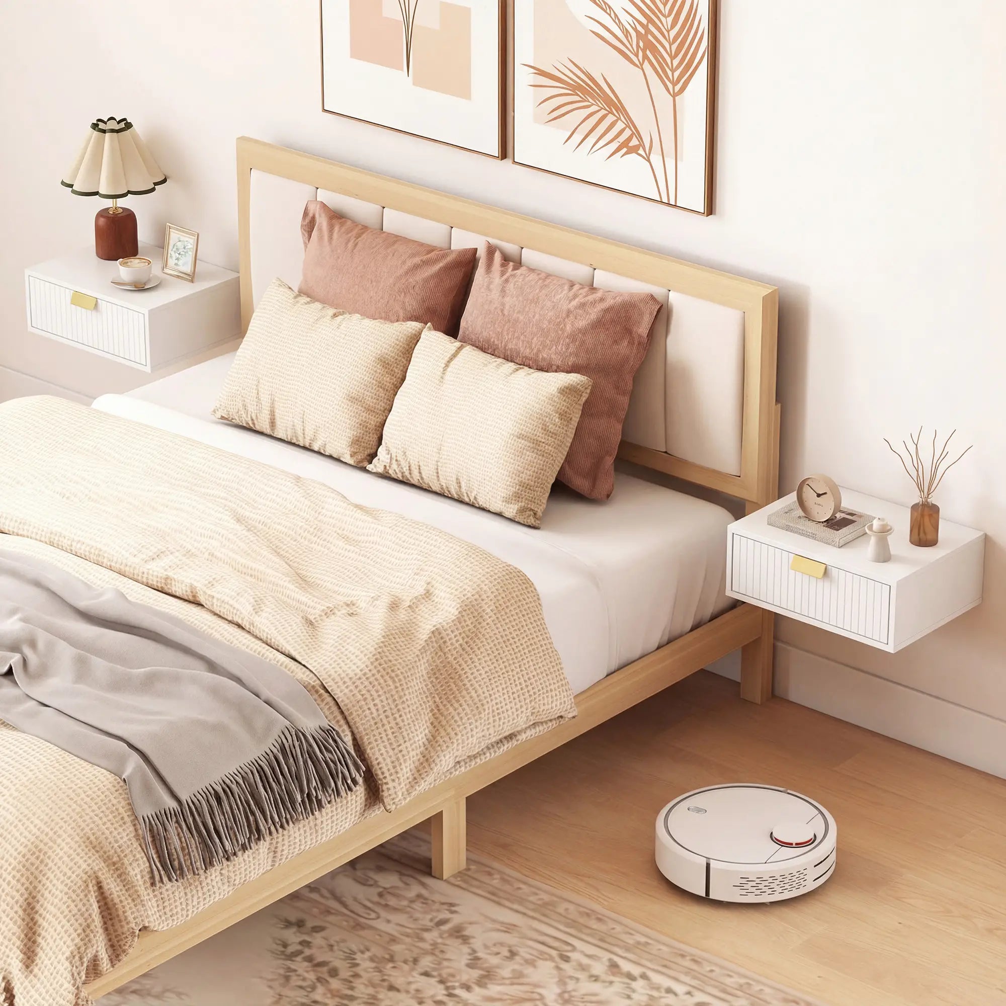 Floating Nightstands Set Of 2, Wall Mounted Bedside Tables, White Bedside Tables at Gallery Canada