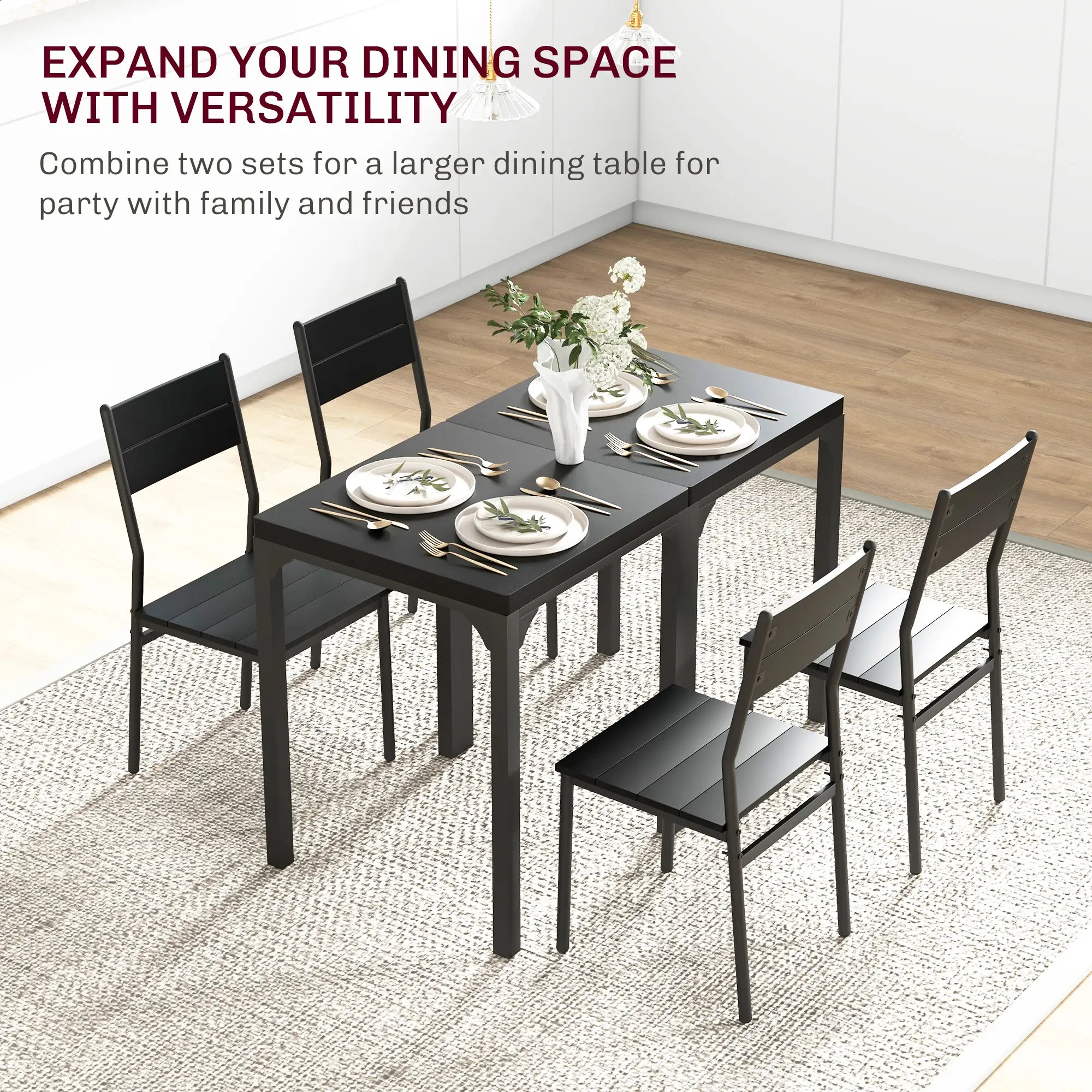 Dining Table Set for 2, 3 Piece Kitchen Table and Chairs, Black Dining Table Sets at Gallery Canada