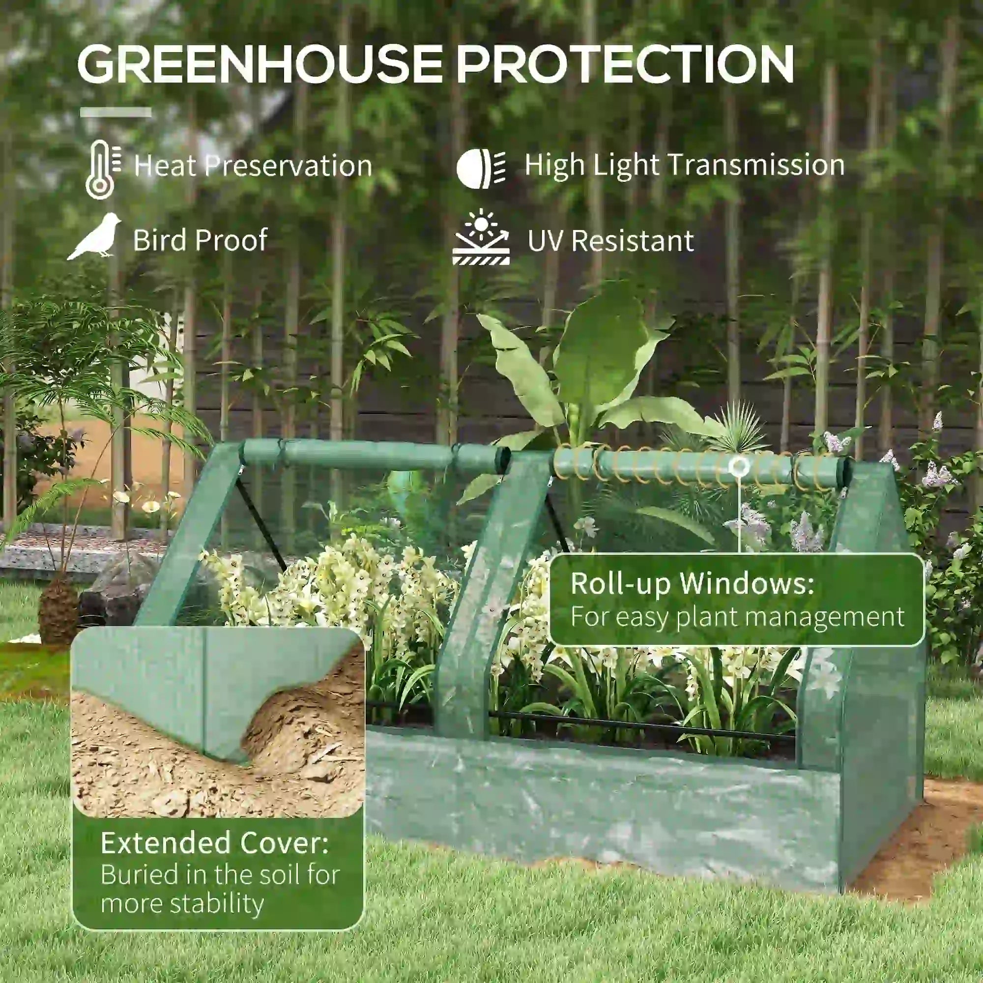 6' x 3' Metal Planter Box With Cover, Raised Garden Bed, Green And Dark Grey Galvanized Planter Boxes at Gallery Canada