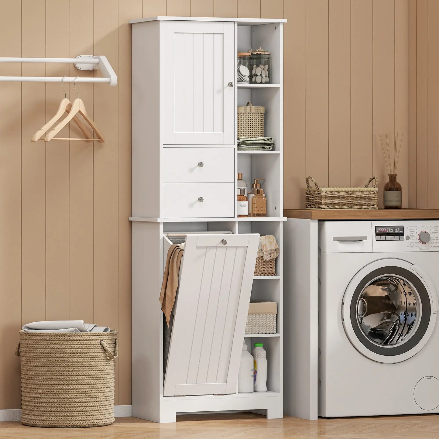 67" Tall Bathroom Storage Cabinet, Slim, White Freestanding Bathroom Cabinets at Gallery Canada