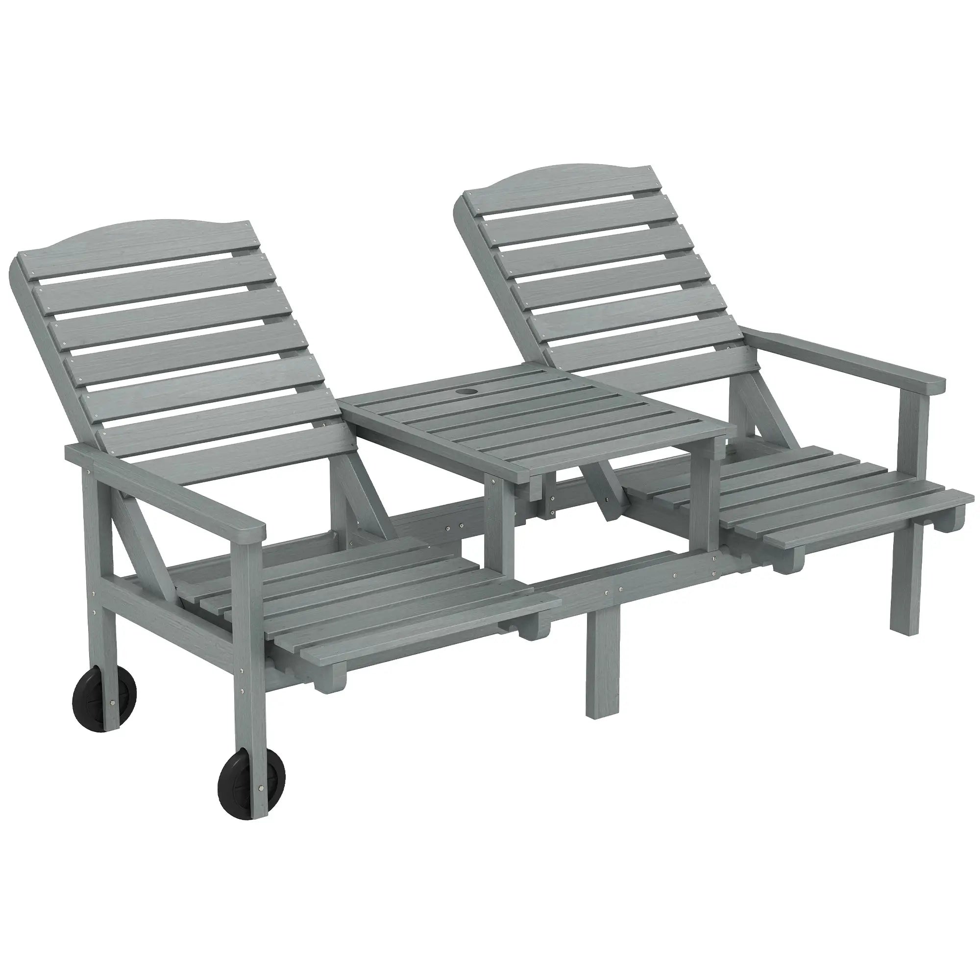 Outdoor Bench With Wheels, Adjustable High Back, 2 Seater Loveseat, Grey Piano Benches at Gallery Canada