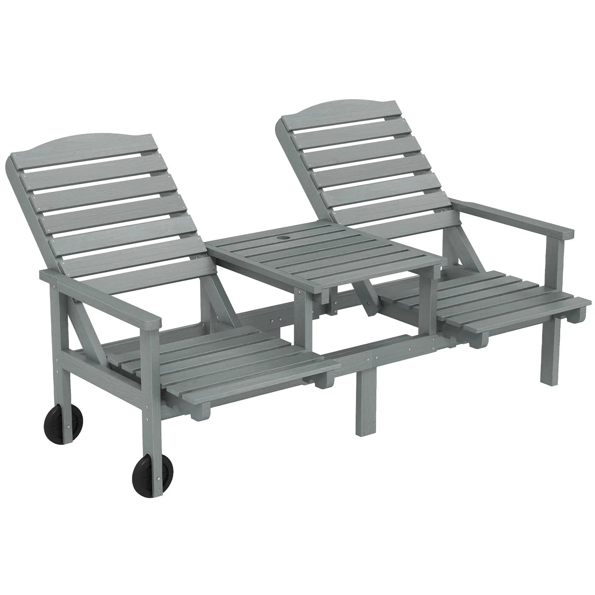 Outdoor Bench With Wheels, Adjustable High Back, 2 Seater Loveseat, Grey Piano Benches at Gallery Canada